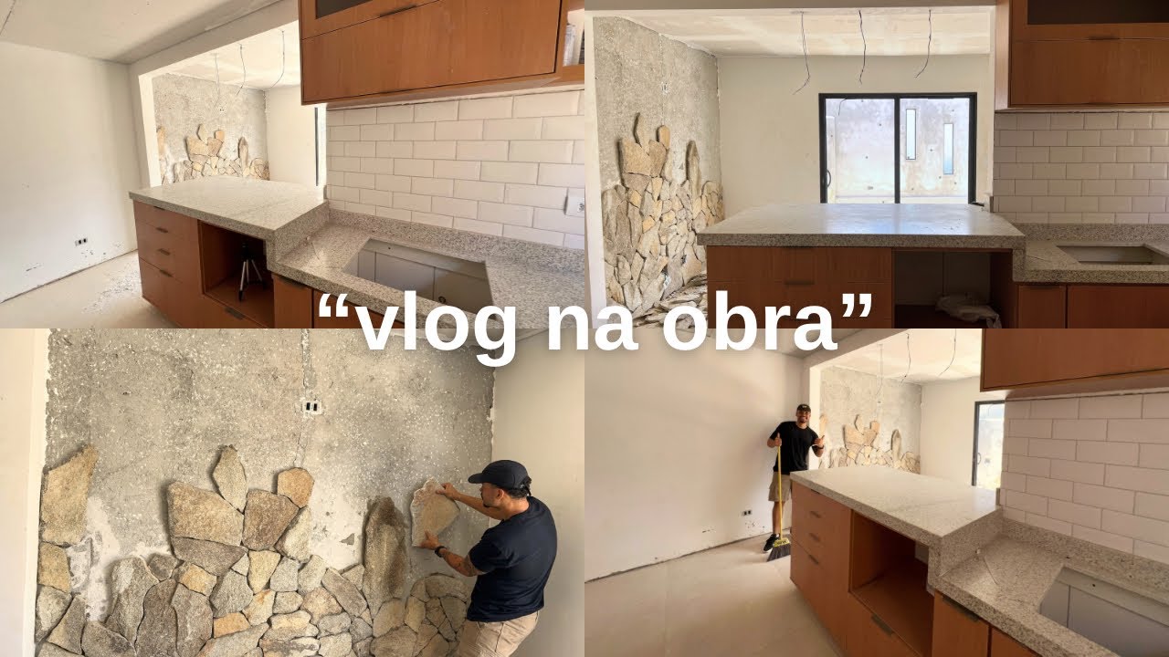 “Rotina na casa nova: começamos a colocar as pedras naturais moledo, ficou incrível!” 
