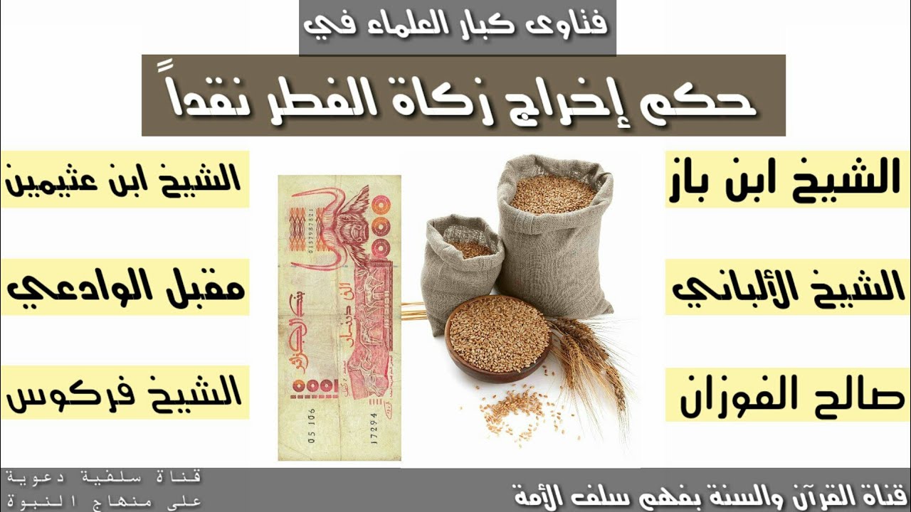 فتاوى كبار العلماء _ في حكم إخراج زكاة الفطر نقداً  -  الشيخ بن باز الألباني بن عثيمين الوادعي فركوس