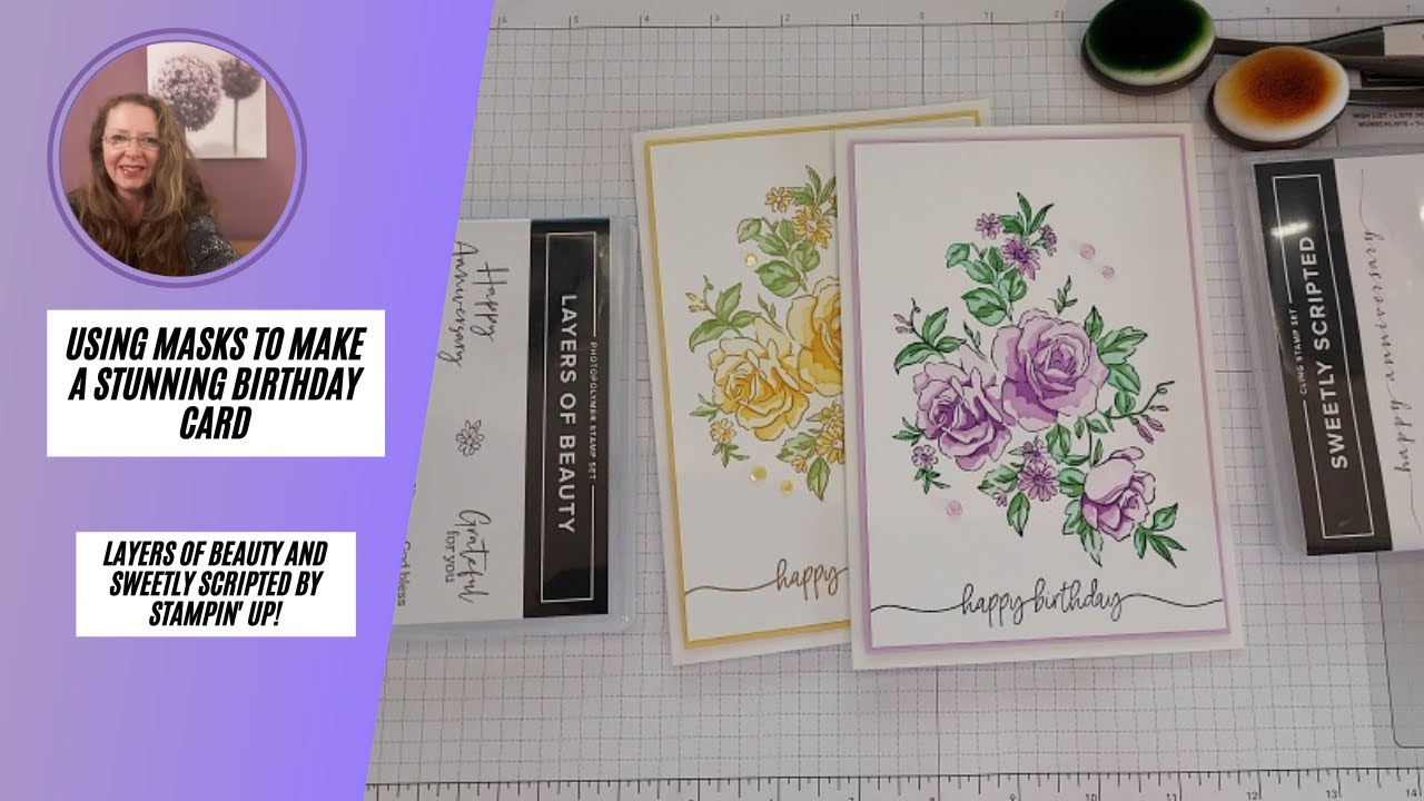Use stamps and layering decorative masks to make a stunning birthday card