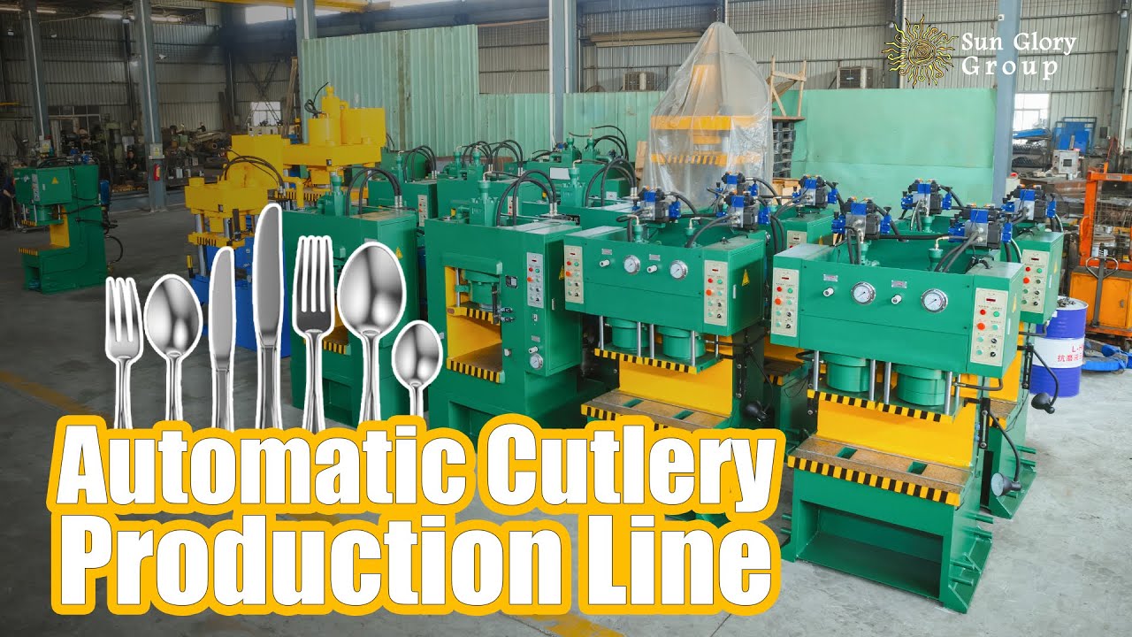 Automatic Production Line for SS Cutlery #factory #craft #production #knife #Scissors #tableware