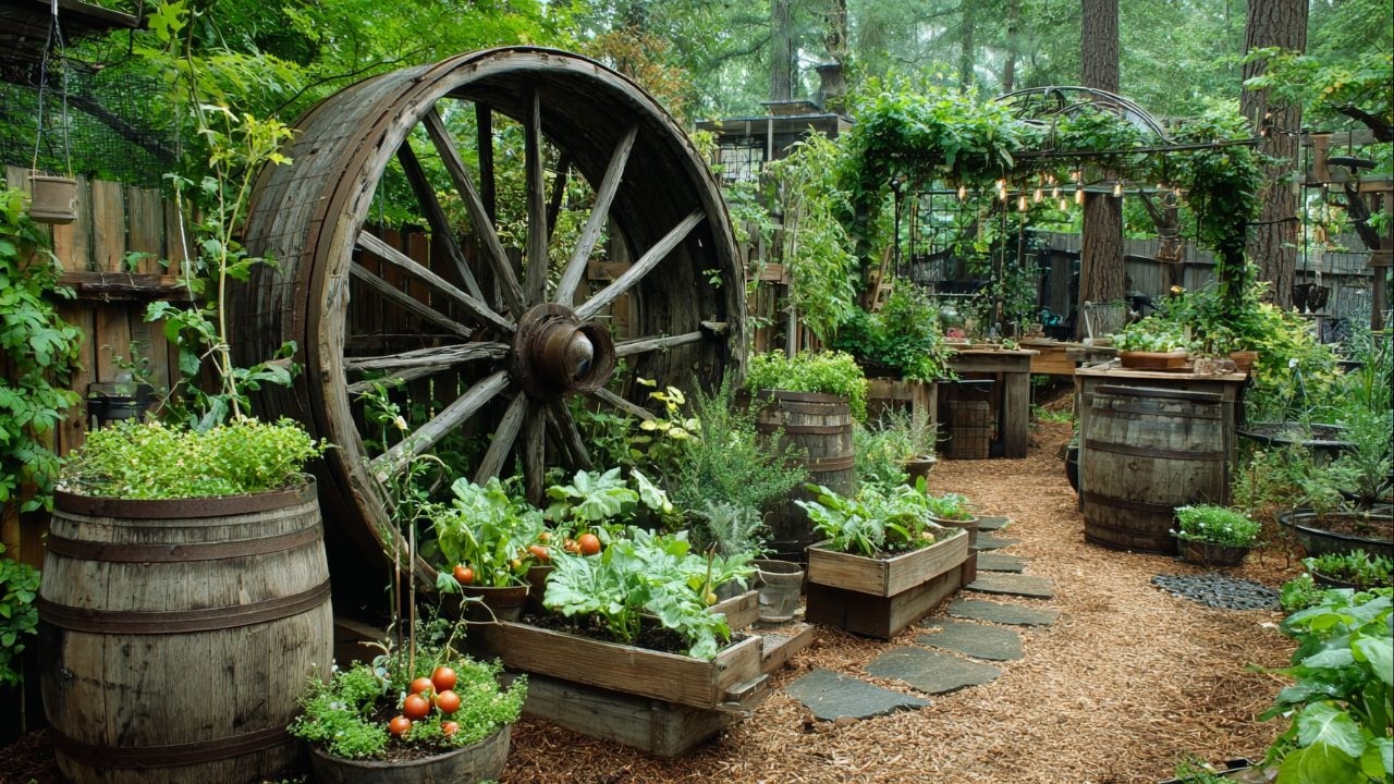 Vintage Rustic Garden Designs Using Recycled Materials for Small Spaces