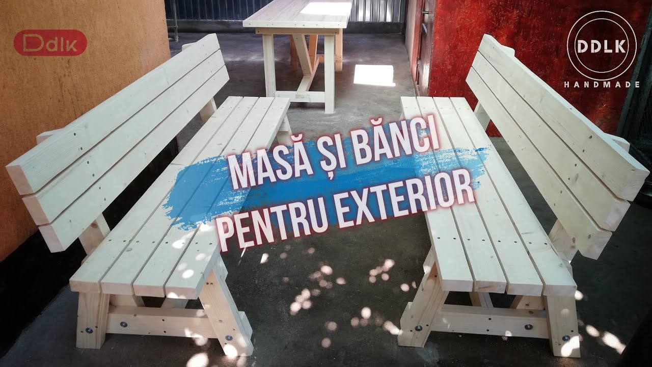 Masa si Banci din Lemn / Mobilier gradina / Outdoor Wooden Table and Benches Build