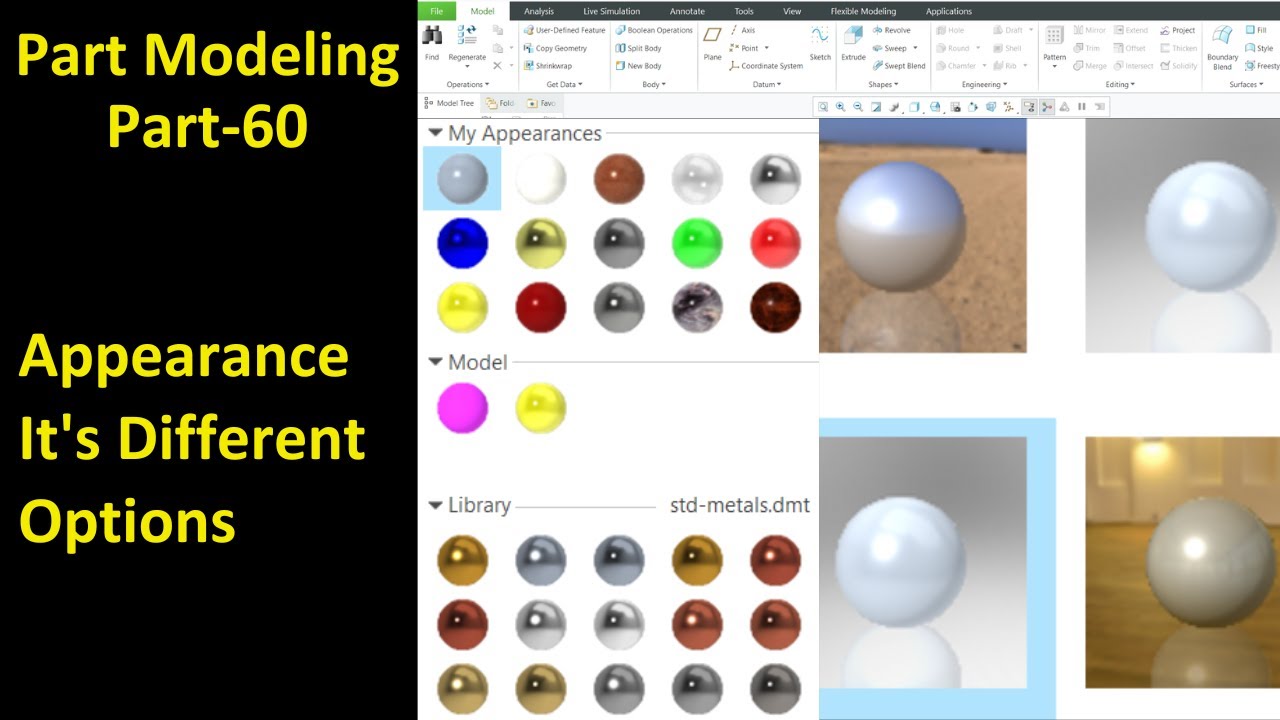 #60 Creo Part Modeling- Appearance & It's Different Options