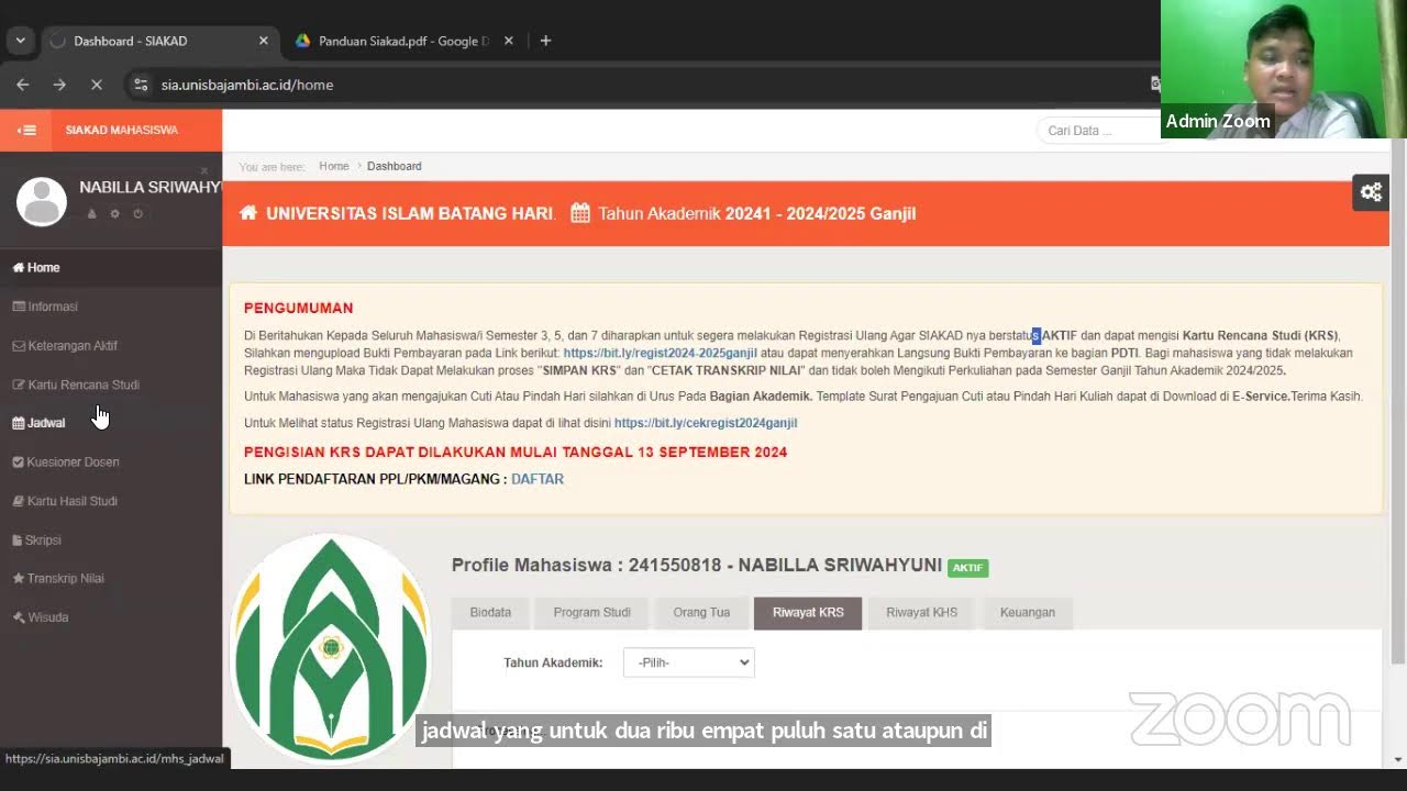 SOSIALAISASI PENGGUNAAN SIAKAD UNISBA JAMBI