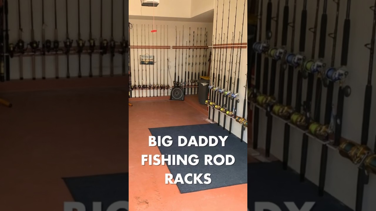 Best Seller: Big Daddy Fishing Rod Racks in Teak #fishingrodholder #rodrack #fishing #garage