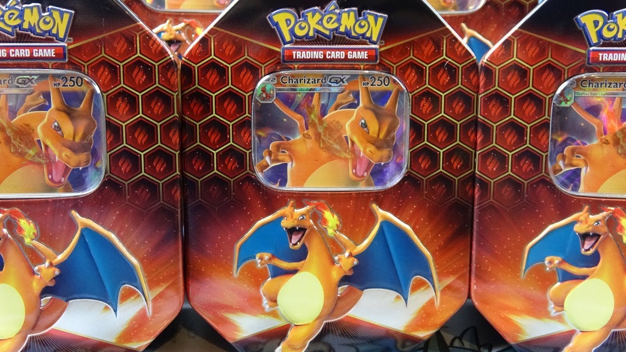 Opening 10x Charizard Hidden Fates Pokemon Tins!