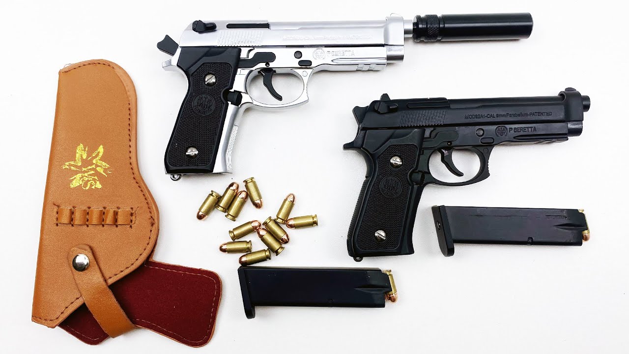 M92 Berretta Silver And Black Miniature Toys Gun !
