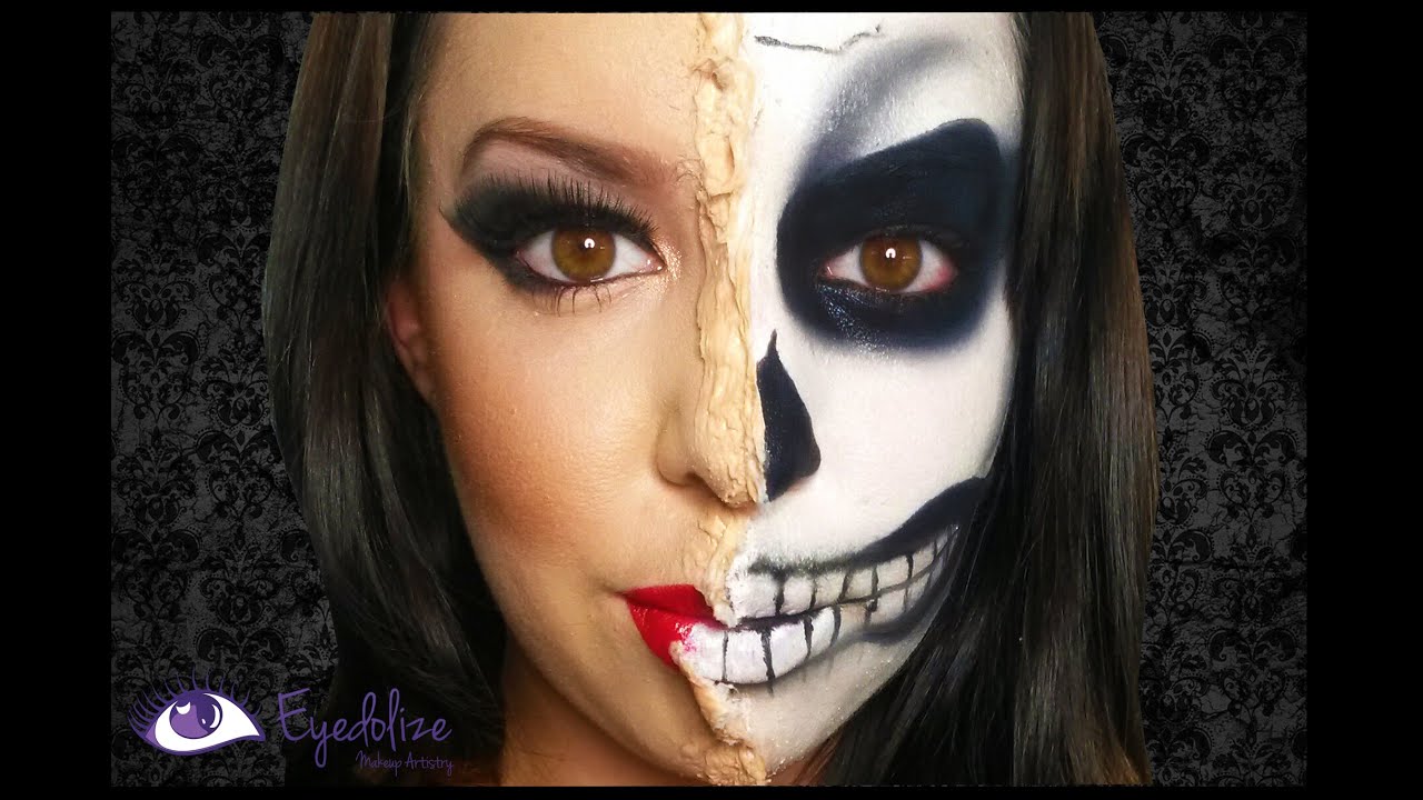 Peeling Half Skeleton Halloween Makeup Tutorial by EyedolizeMakeup