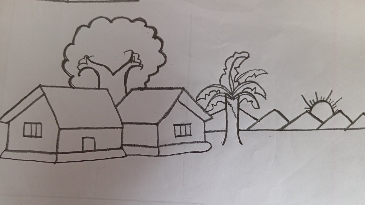 How to draw a scenery of nature step by step