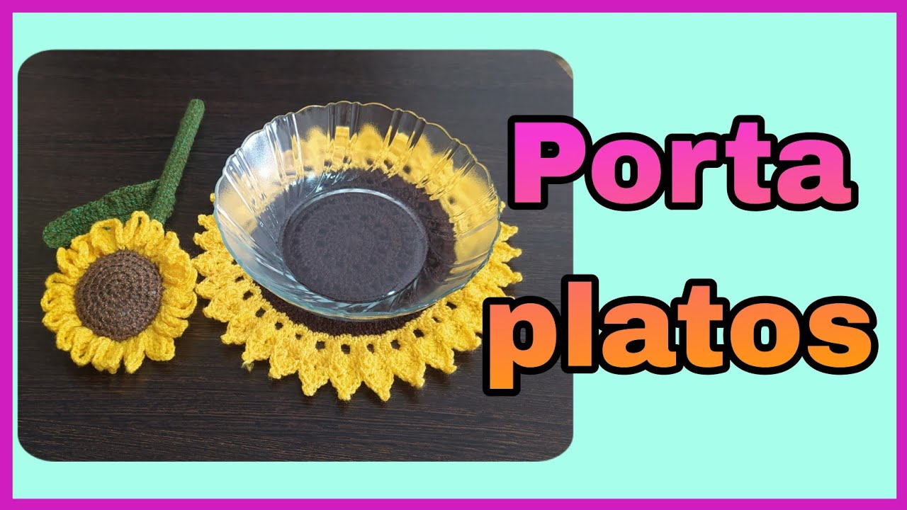 cómo tejer INDIVIDUAL porta PLATOS 🟩 GIRASOL 🌻 a CROCHET 🧶 fácil de hacer paso a paso