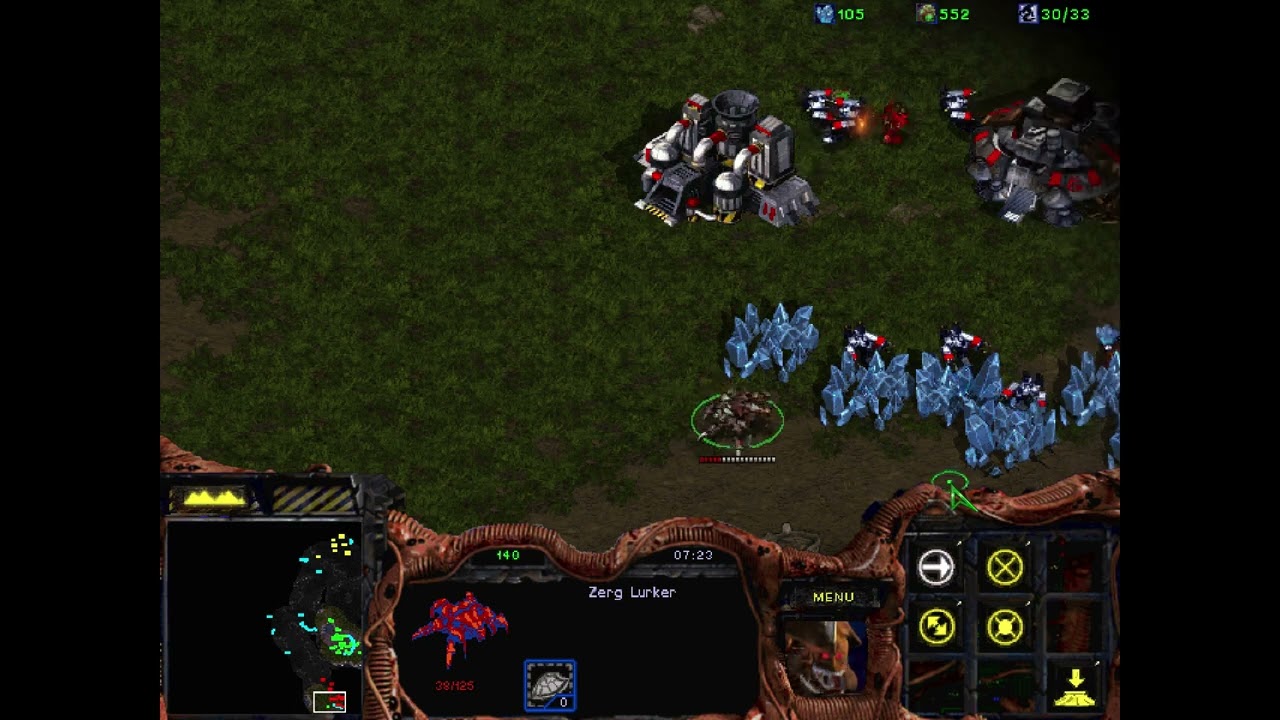 [StarCraft星海爭霸] BGH 1z vs 7t  unblock the door- 24mins，開場Overlord就被打掉以為gg了。蟲族1打7人類電腦24分鐘KO。BGH蟲族不封門。