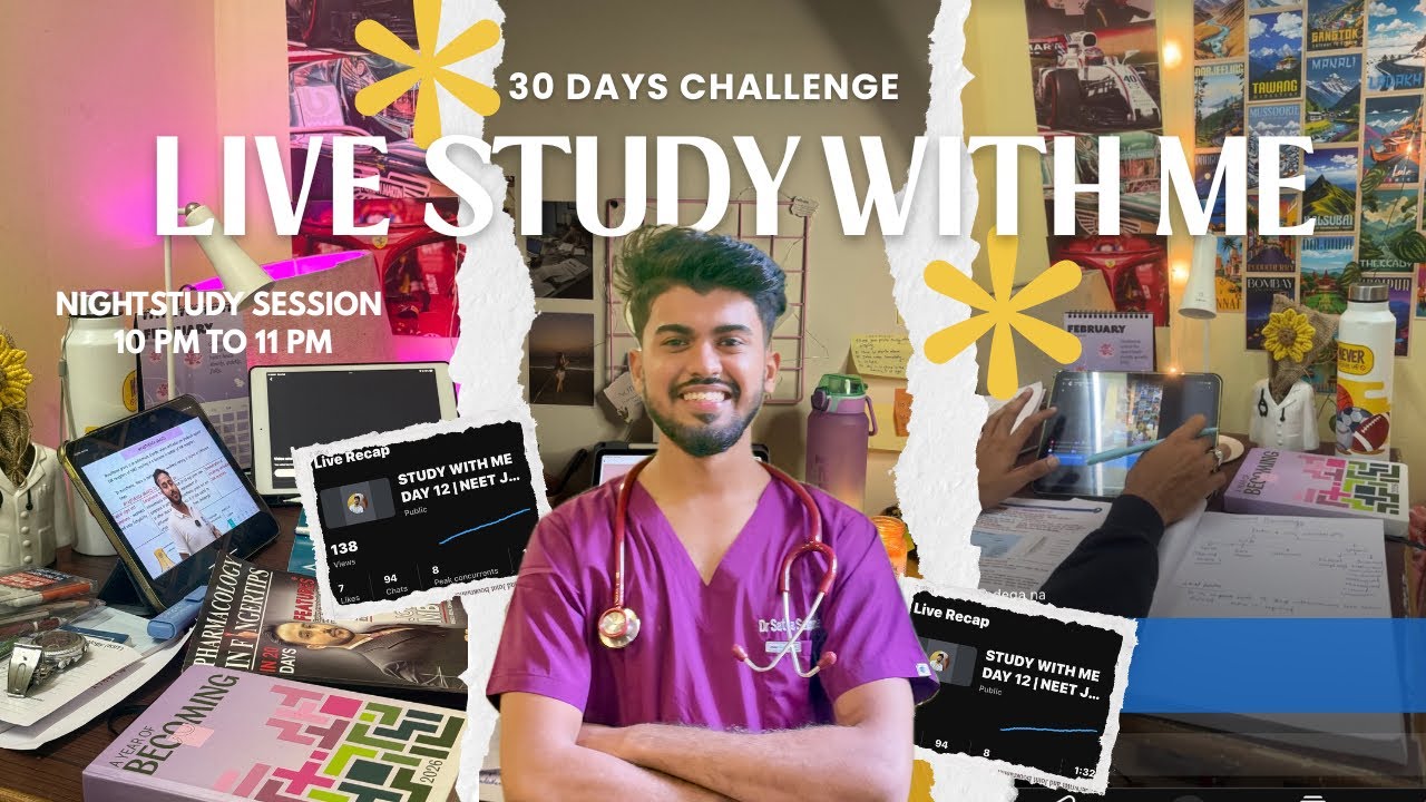 STUDY WITH ME DAY 12 | NEET JEE NEETPG UPSC ASPIRANTS 📚