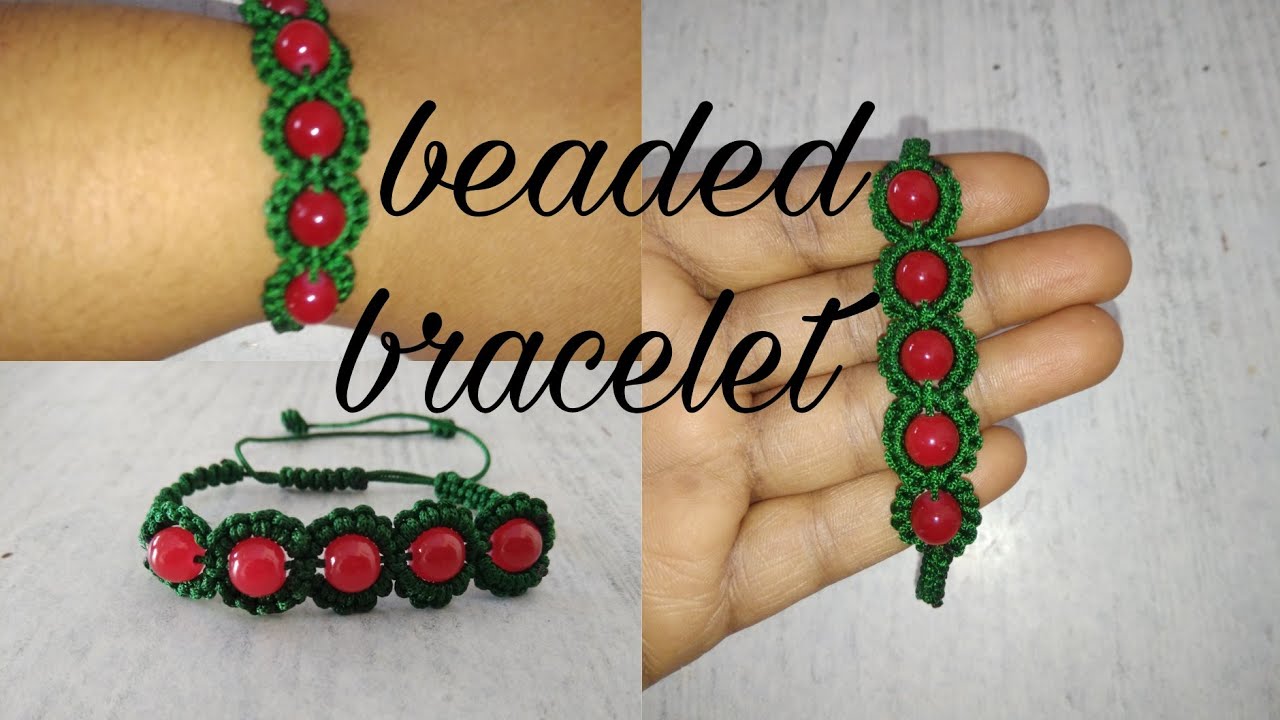 DIY bracelet making at home. trendy bracelet making. Beaded bracelet making at home.