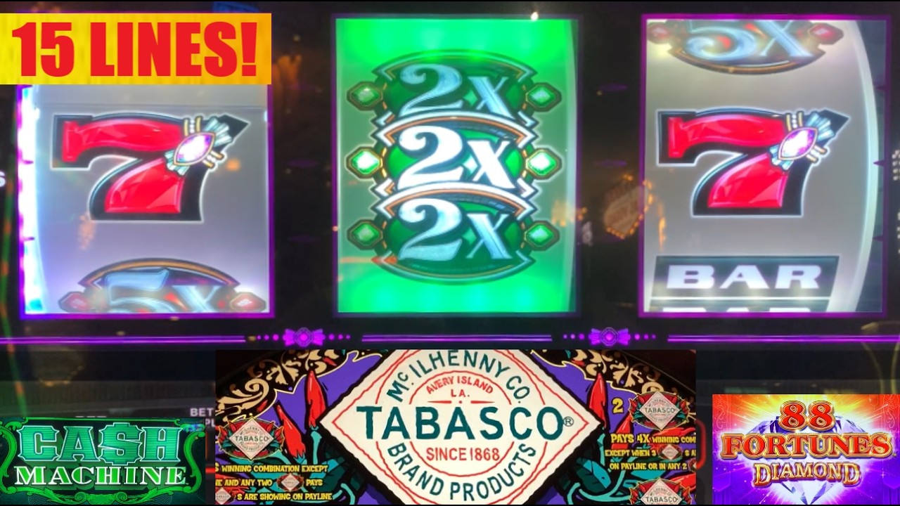 ДЖЕКПОТ 5x5x5x + Cash Machine + игровые автоматы Tabasco! 3-барабанные слоты 88 Fortunes Diamond ...