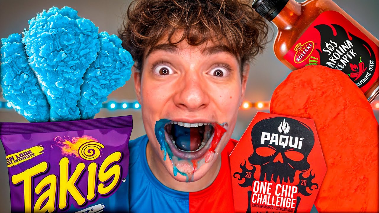 Comida de cor extremamente picante + ASMR