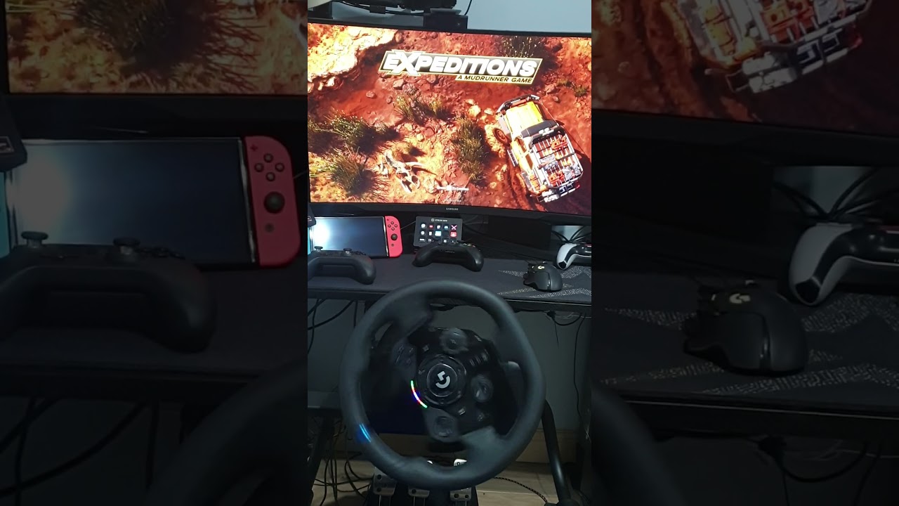 G923 for EXPEDITIONS: A MUDRUNNER GAME. Wheel plugged in #expeditions #logitechg923 #wheel