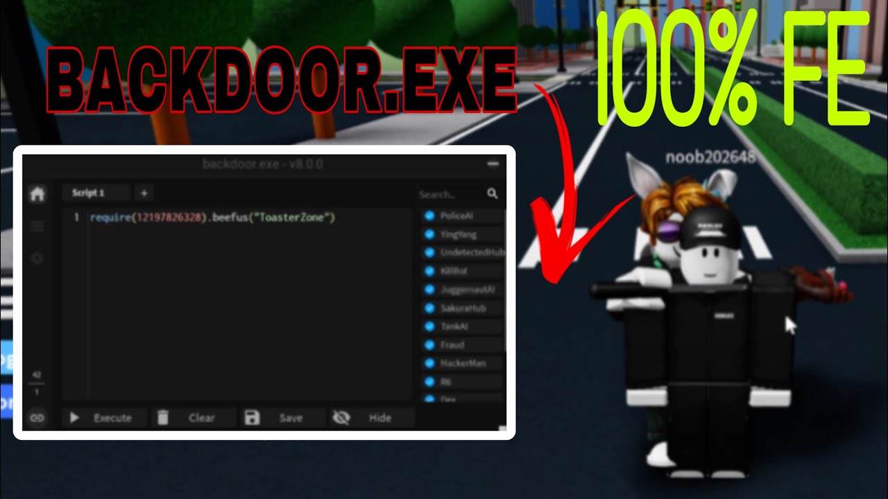 (Pastebin) backdoor.exe script! | 100% FE Roblox Script