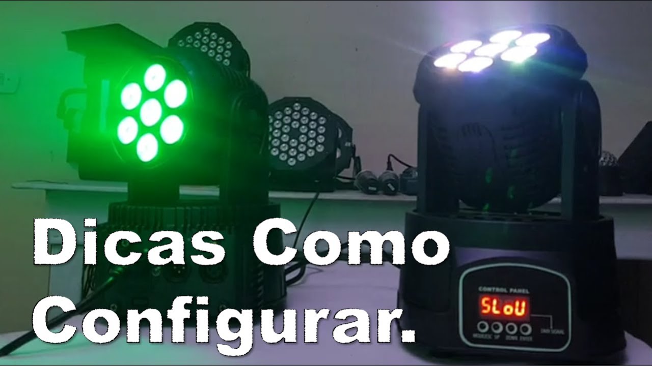 Canhão Moving Head 7 LED Dicas Como Configurar RGBW Strobo Jogo De Luz Profissional modelo: LK293