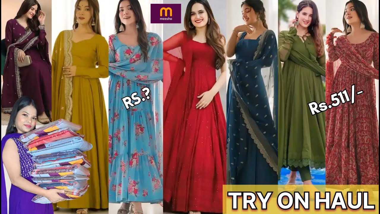 10 Anarkali suits from meesho , Trendy Anarkali Kurta Set