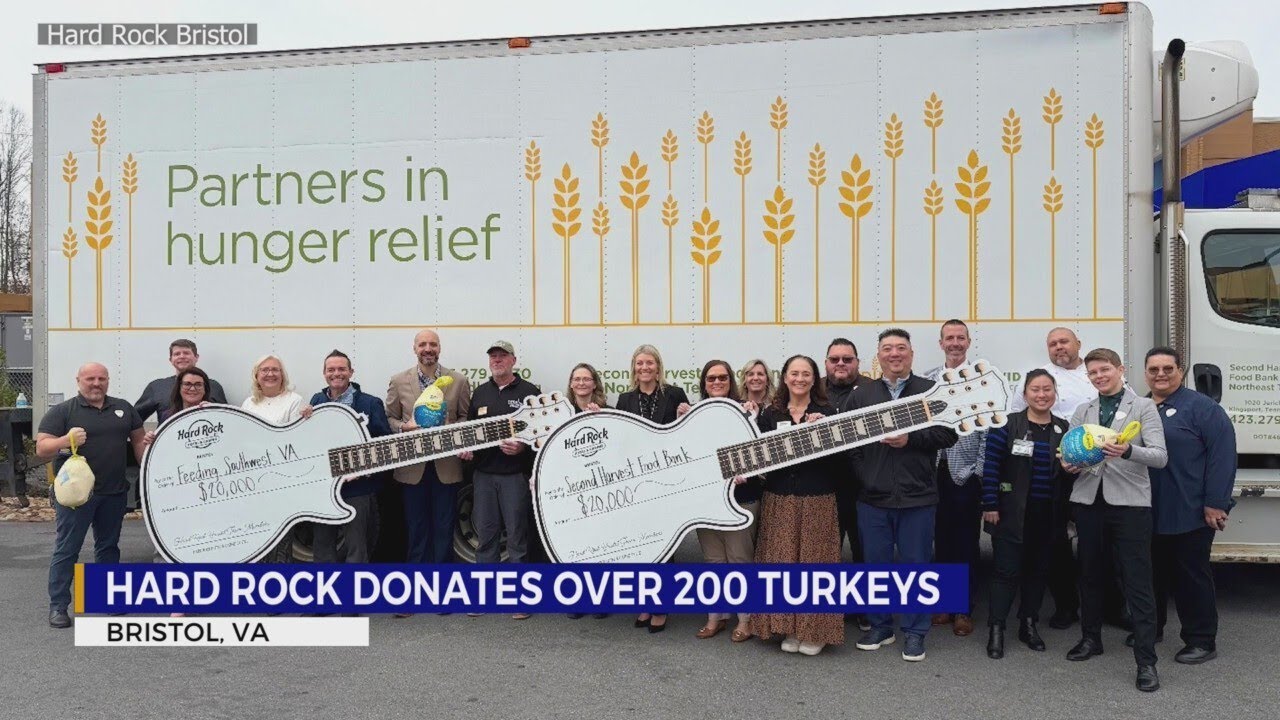 Thanksgiving turkeys donated by Hard Rock Hotel & Casino Bristol