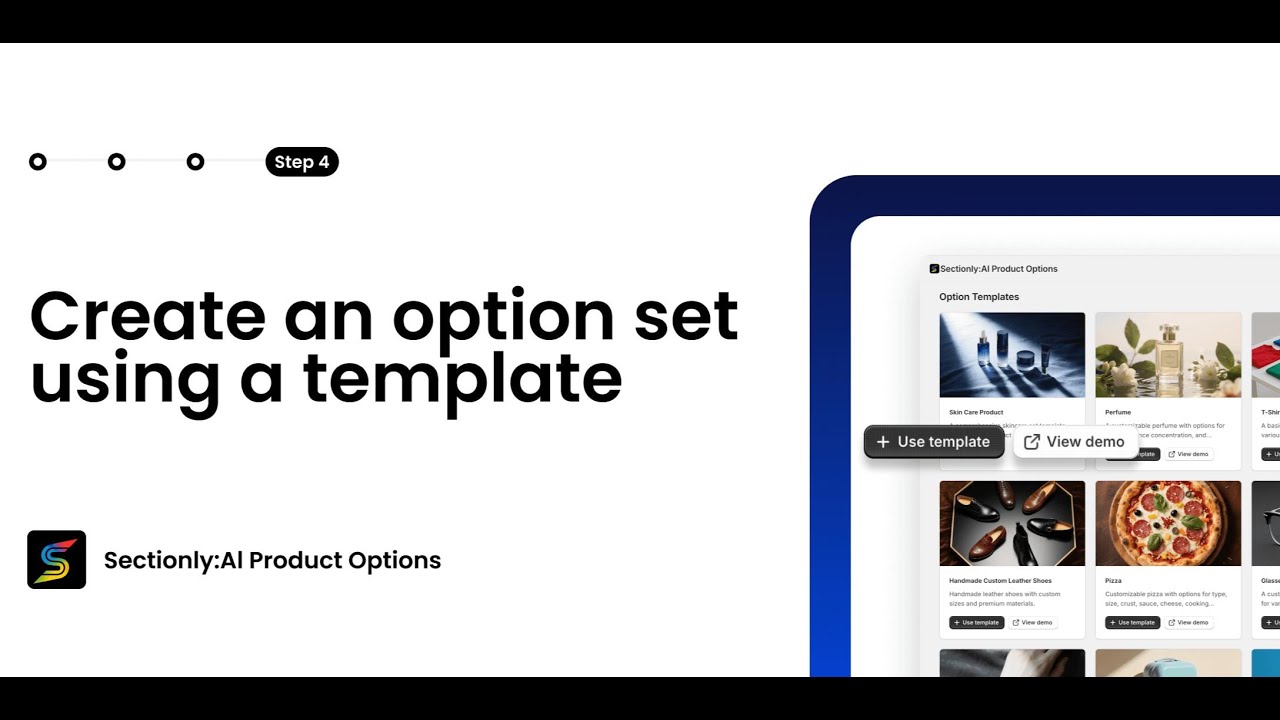 Sectionly AI Product Option: How to create an option set using a template