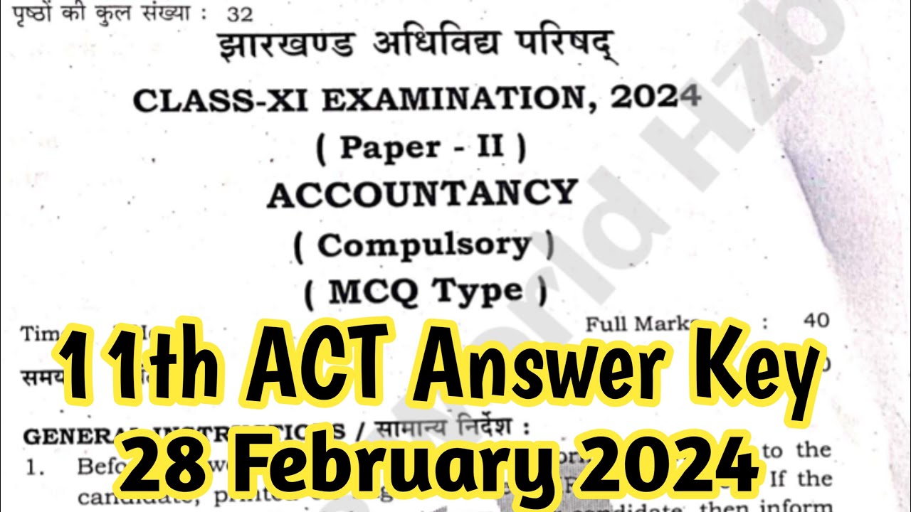 Jac 11th Accountancy 28 February 2024 Answer Key |Class 11th Accountancy Answer Key 28 February 2024