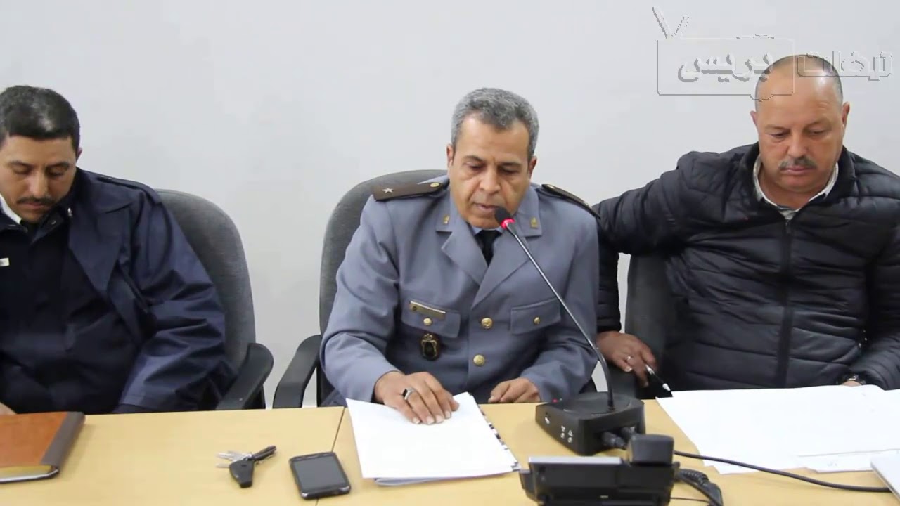 تدخل يونس الغازي قائد مركز الدرك الملكي بتيفلت خلال المنتدى الأول للسلامة الطرقية لتيفلت
