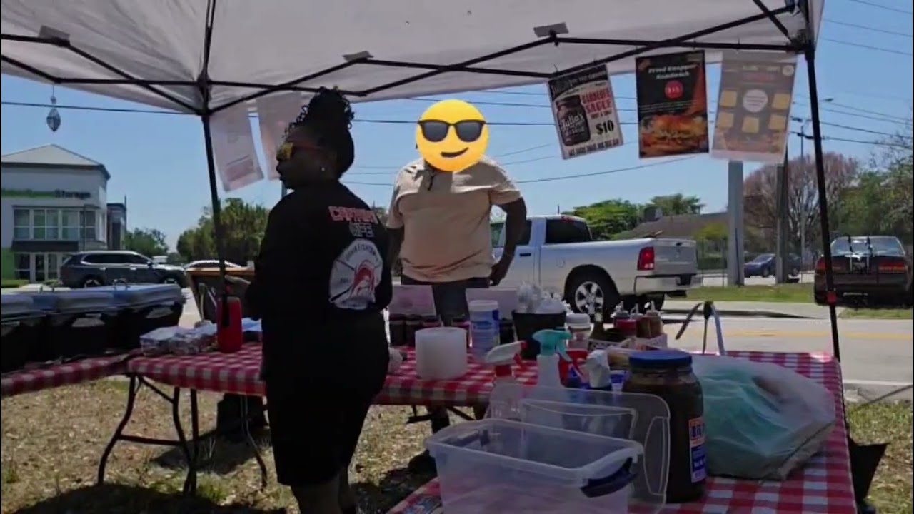 Setting up a pop-up tent / BBQ stand
