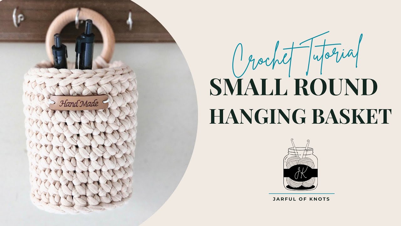 Small Round Hanging Basket - Single Crochet Cross Stitch Basket Crochet Pattern Tutorial