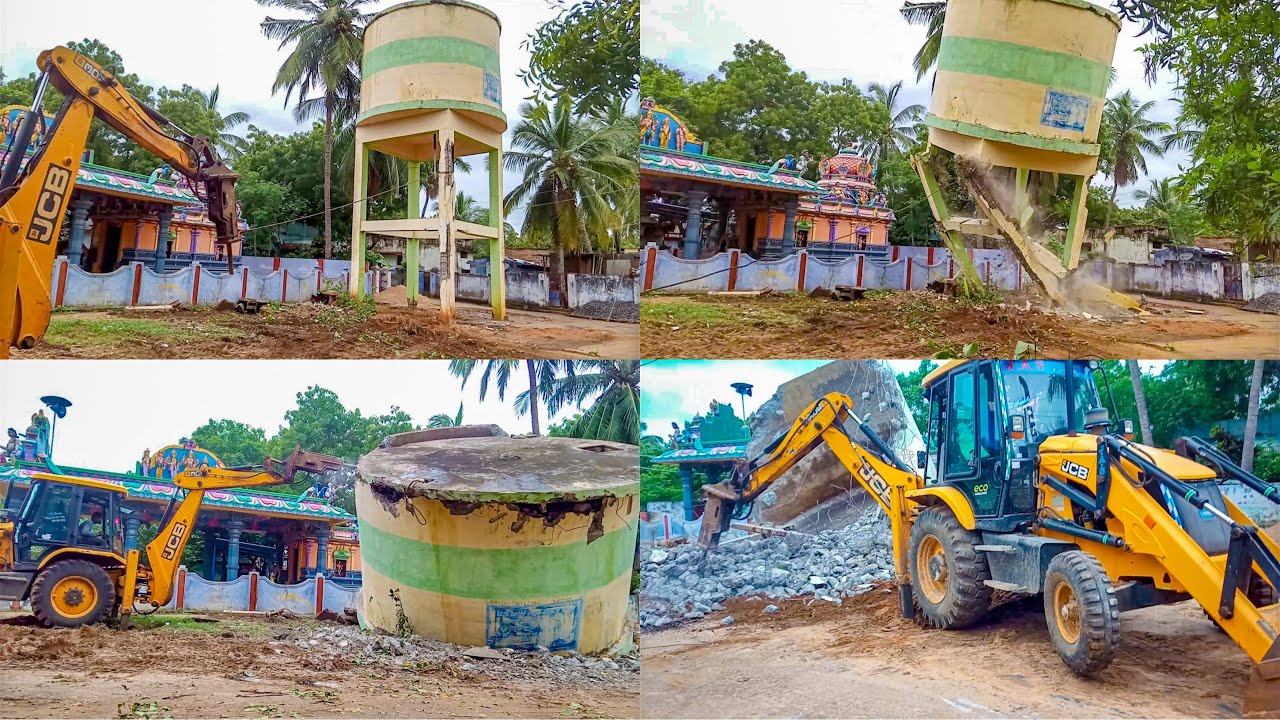 Amazing Water Tank Demolition JCB Skill | Rock Breaker | jcb 3dx | Demolition contractor