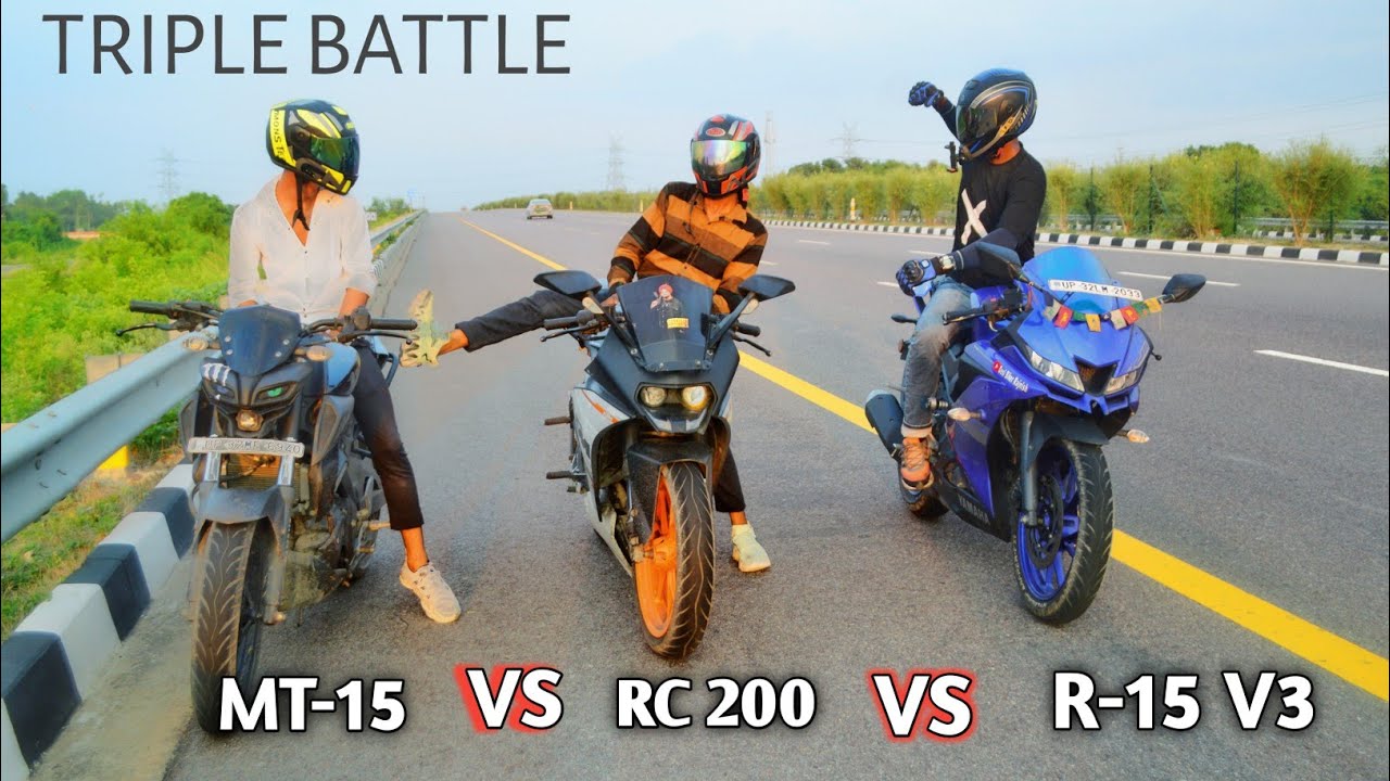 Mt-15 vs rc 200 vs R15 V3 | triple battle |top end race #comparison #topend #race