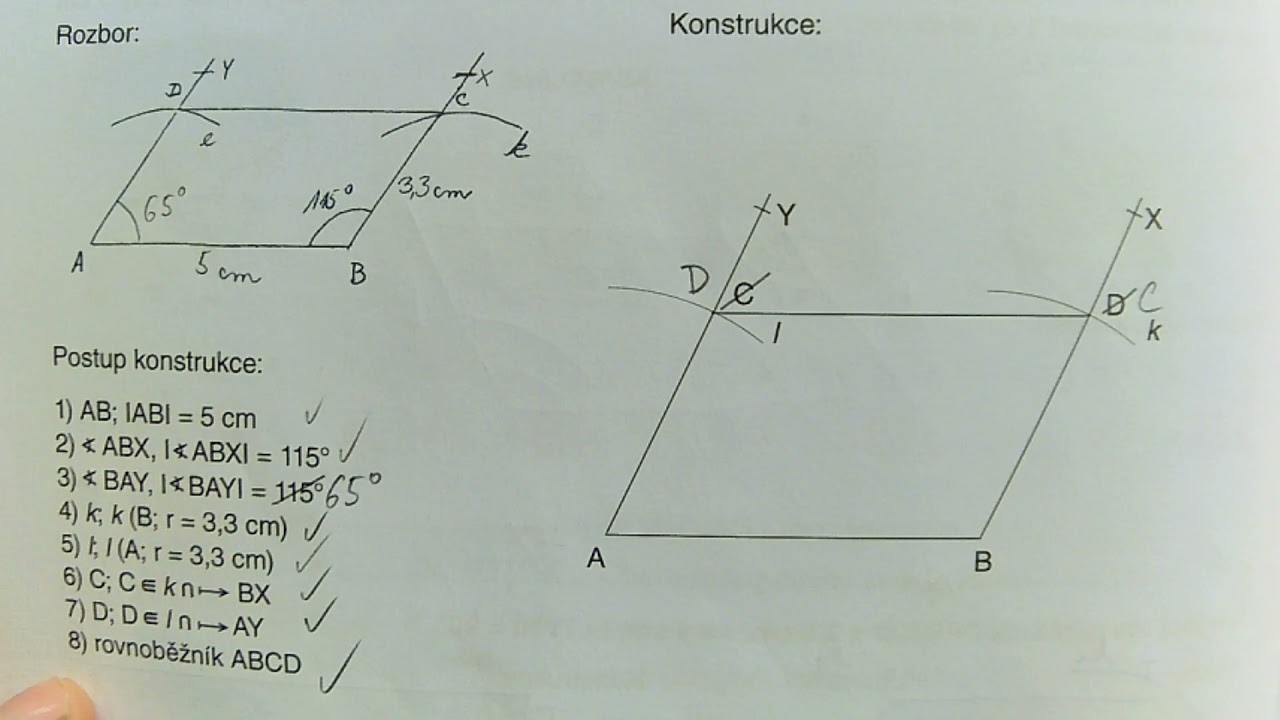M7 - konstrukční úlohy - rovnoběžníky