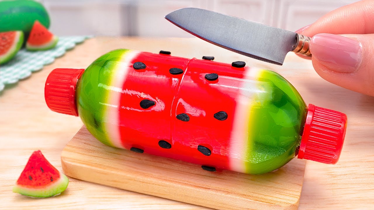 Удовлетворительное видео Приготовление арбузного желе на мини-кухне 🍉 Мини-вкусное сладкое миниатюрн