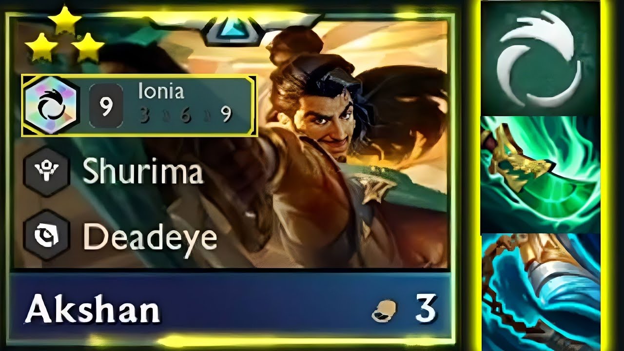 Akshan 3 Star ⭐⭐⭐ 9 Ionia Crown 300% Ionia Bonus tft set9