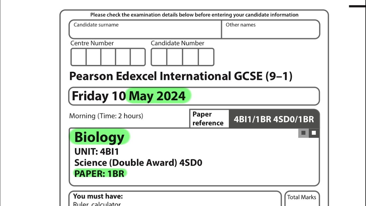 IGCSE | Biology | Paper 1BR | May 2024