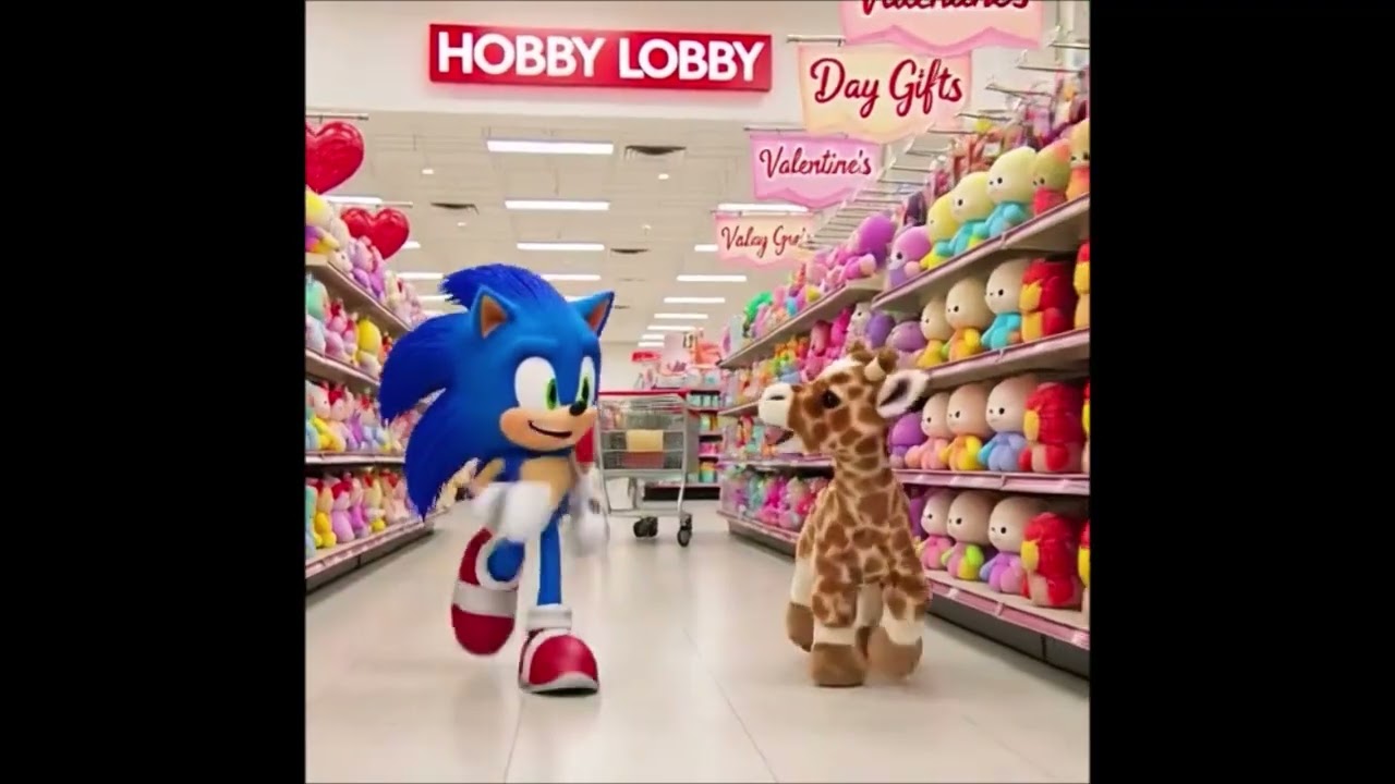 Melvin the Webkinz giraffe and Sonic the Hedgehog