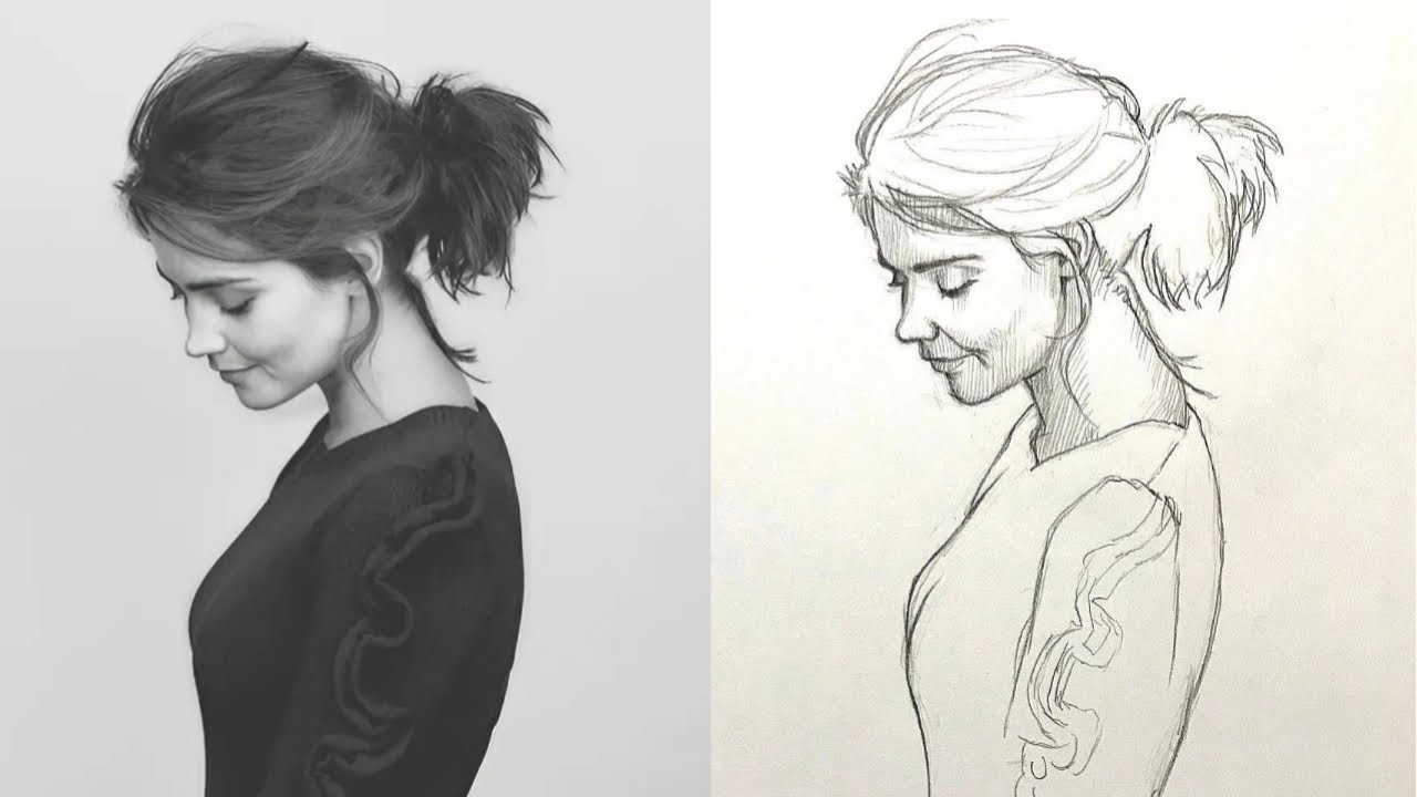 طراحی چهره سه رخ رو به پایین، آموزش طراحی چهره