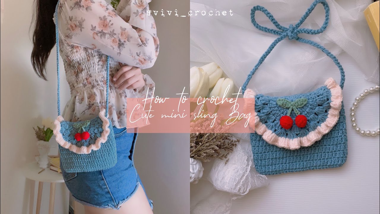 🍒 How to Crochet Mini sling Bag | Cute Cherry Crochet Bag 🍒