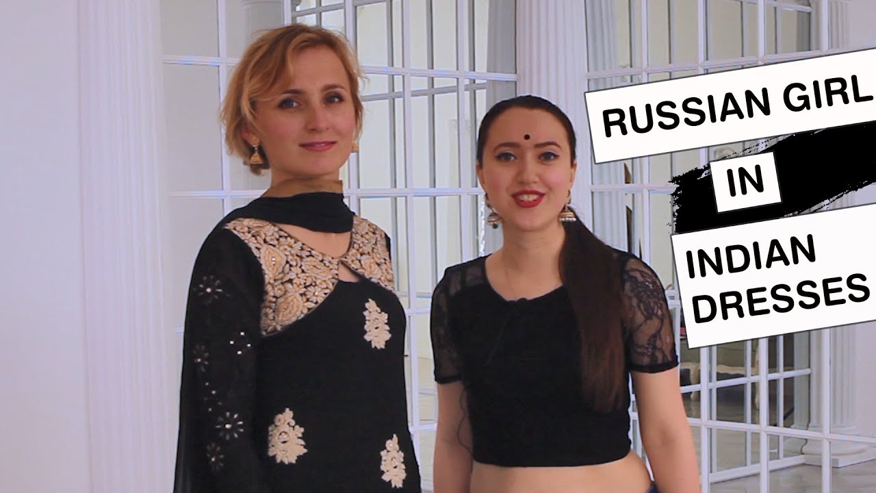 Russian girl wears Indian dresses/ saree/ lehenga choli/ churidar salwar kameez