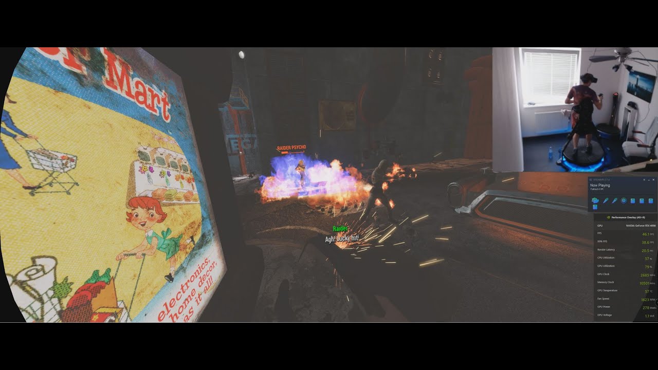 Fallout 4 VR gameplay Mad God's Overhaul - Intense unfortunate fight outside Corvega asembly plant
