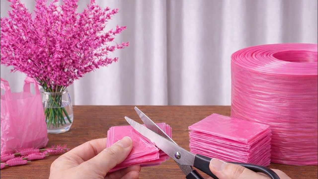 how to make flower from shopping bags