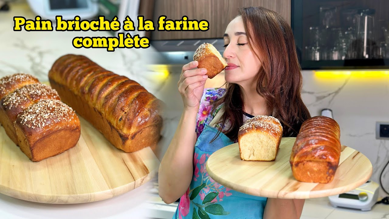 Pain brioché à la farine complète 🍞| البريوش  بالقمح الكامل لي ما غيبقاوش يخطاوكم