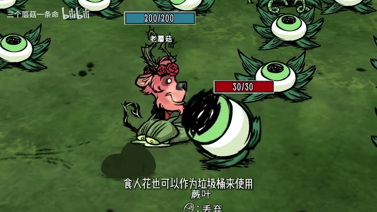 【饥荒联机】百科全书之——无成本叶肉，纯天然垃圾桶『食人花 眼球草』