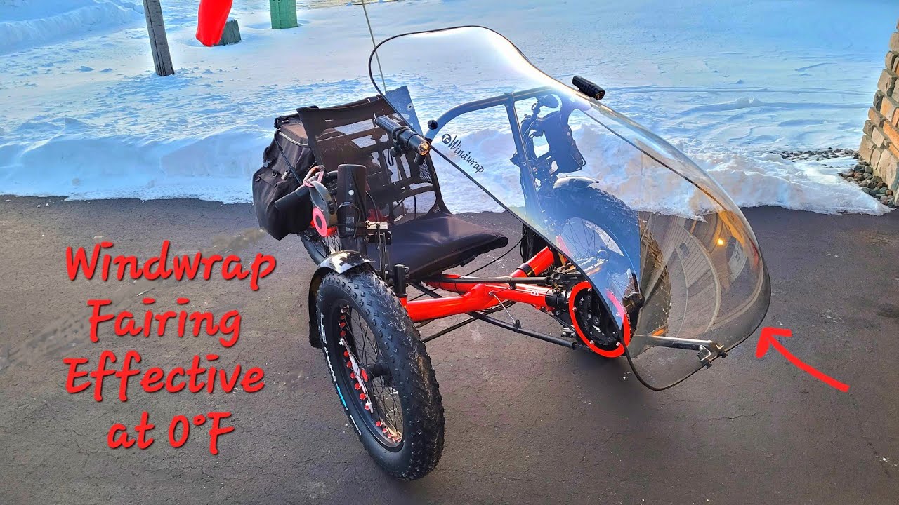 Windwrap Fairing on Recumbent Fat Tad Trike @ 0° With Tilly the Minnesota Chihuahua