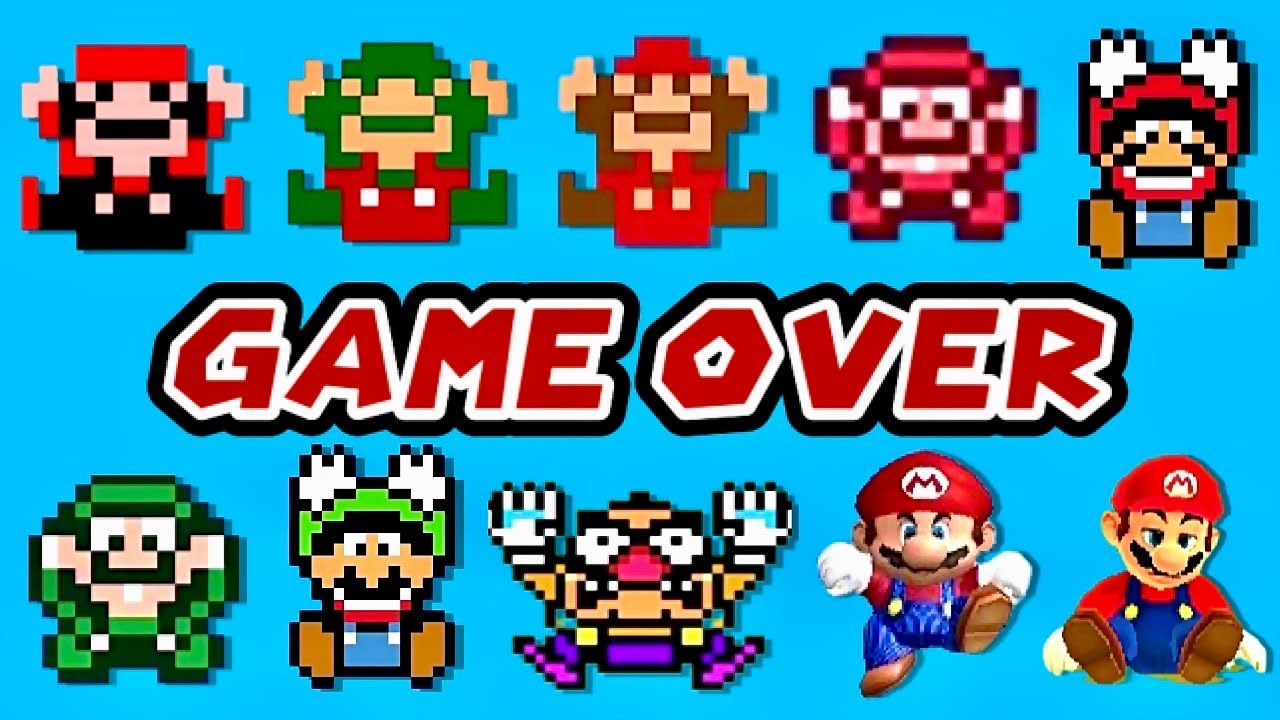 Evolution of Super Mario Land Ports Game Over Screens - Official, Hacks & Fan-Games