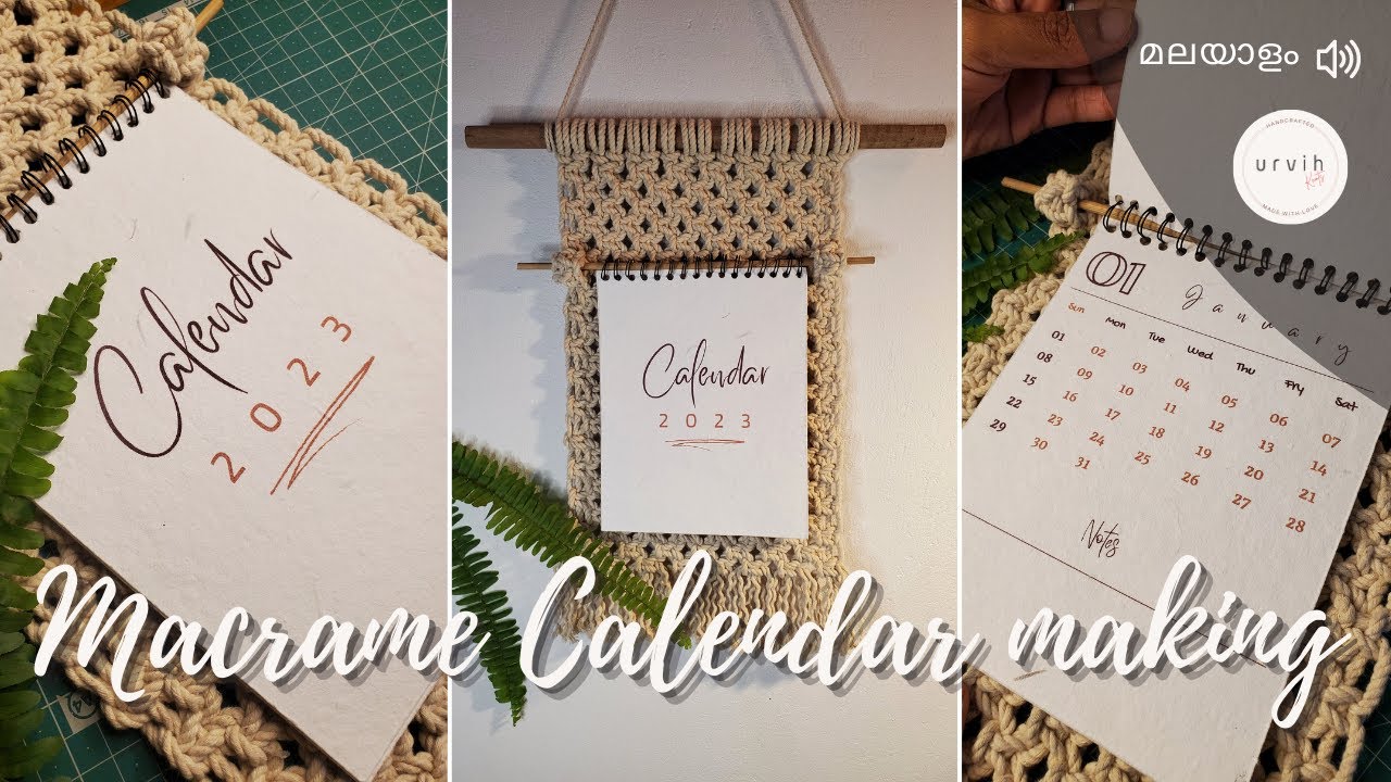 മാക്രമേ കലണ്ടർ | MACRAME NEW YEAR CALENDAR MAKING TUTORIAL | YEAR PLANNER | DIY ECO FRIENDLY CRAFT