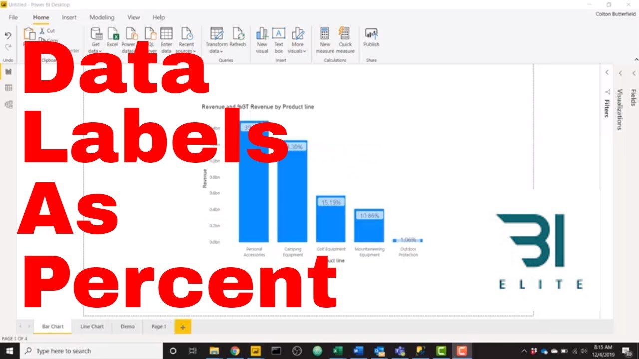 Power BI — отображение меток данных в процентах