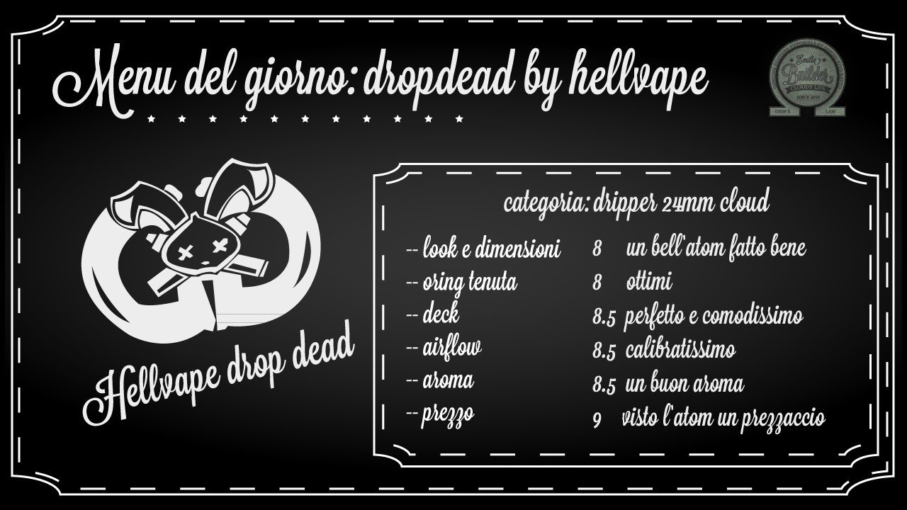 drop dead  RDA, The Vapor Chronicles e Heathen per Hellvape recensione emiliabuilder ita