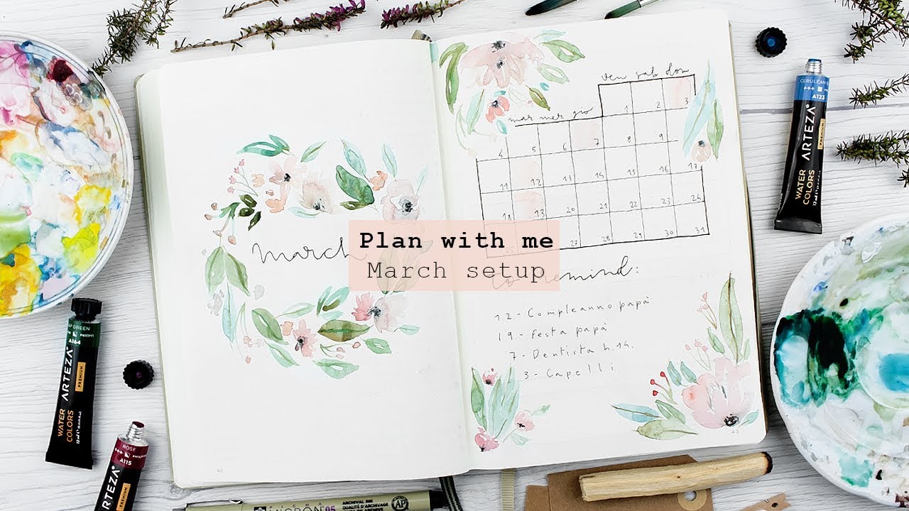 Plan with me &bull; March 2019 Bullet Journal setup &bull; Bujo monthly spread + GIVEAWAY &bull; frai.OH