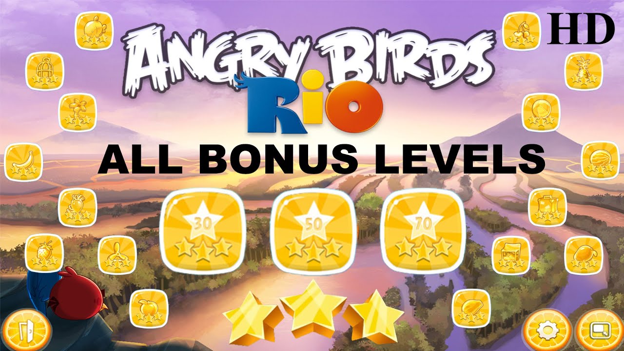 Angry Birds Rio Gameplay| All Bonus Levels |All 3 Stars| Complete| FULL HD ⭐⭐⭐